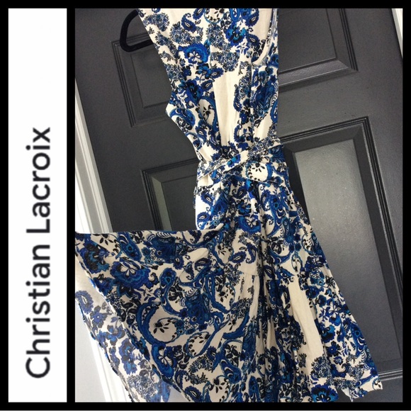 NWT Christian Lacroix Paisley Linen Blend Wrap Dress - Picture 8 of 12